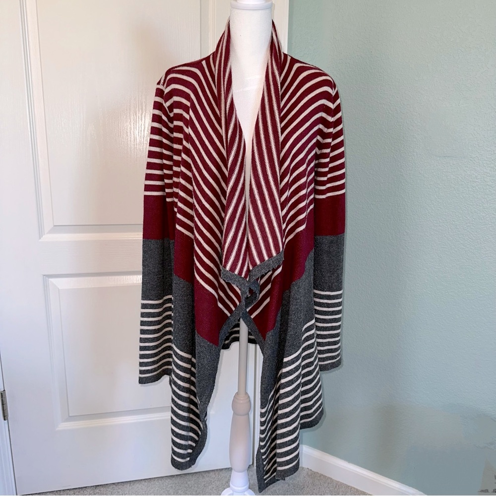 Mystree Chamberlin Striped Drape Front Cardigan